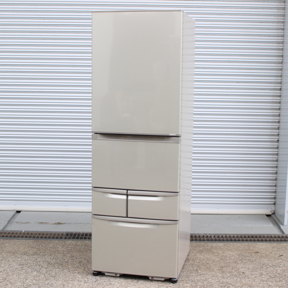 東芝 ノンフロン冷凍冷蔵庫 冷蔵庫 GR-E43N(NU) 5ドア 右開き 427L 2012年製 ブライトシャンパン