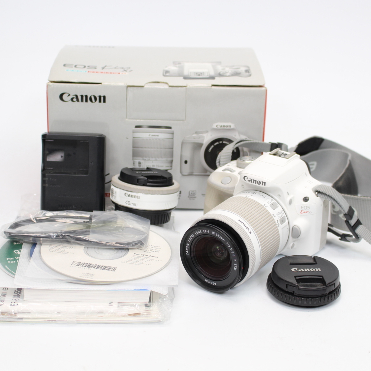 Canon デジタル一眼レフカメラ EOS Kiss X7 ホワイト ダブルレンズキット2 EF-S18-55mm