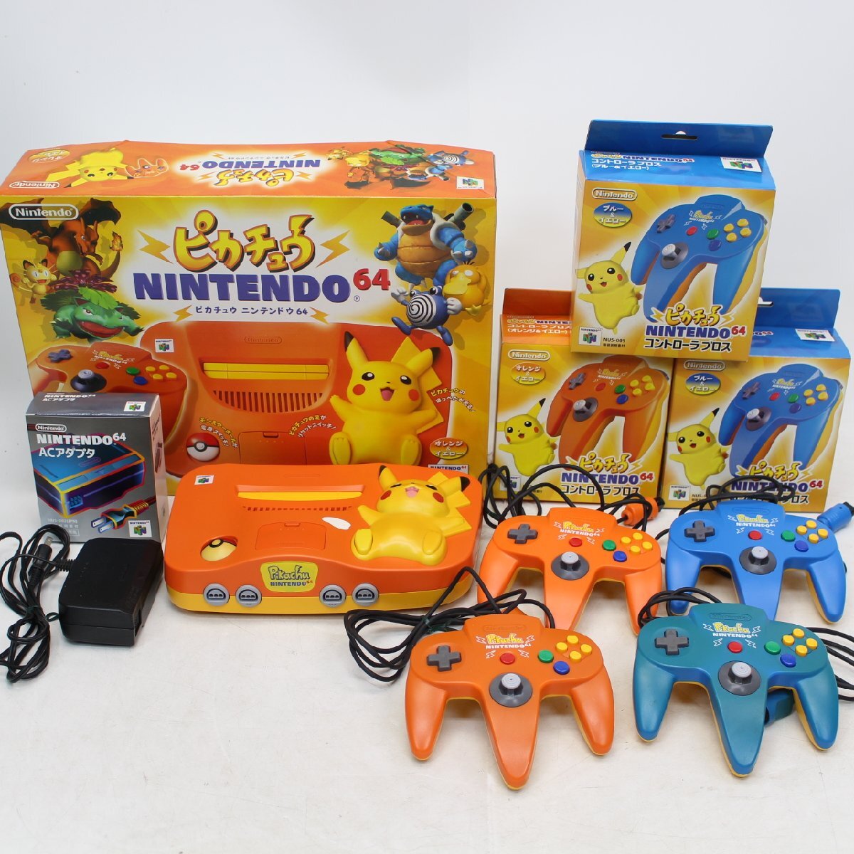 神奈川県川崎市宮前区にて ニンテンドー NINTENDO64 ピカチュウ オレンジカラー コントローラー4個付き  を出張買取させて頂きました。