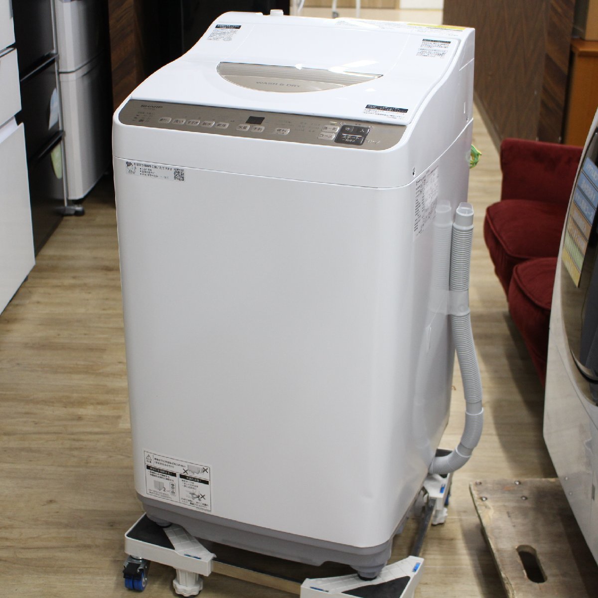 SHARP WASH & DRY 縦型洗濯機 ES-T5FBK SHARP ES-T5FBK 縦型洗濯乾燥機 5.5kg 保証2027年まで 生活家電